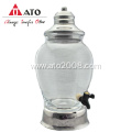 Engraved glass beverage juice dispenser glass with tap